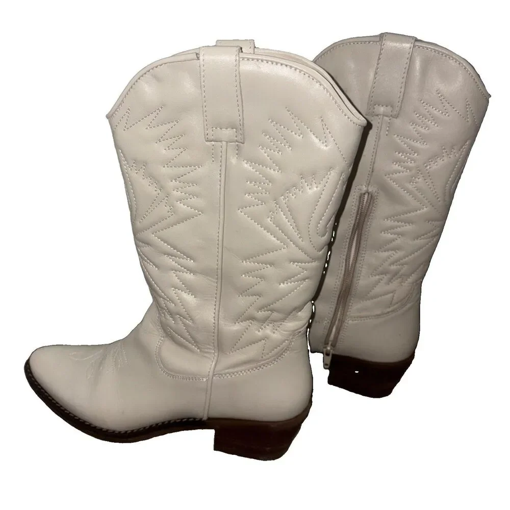 Steve Madden Windie Cowboy Boots 9 M Western Ivory Leather Prep Boho